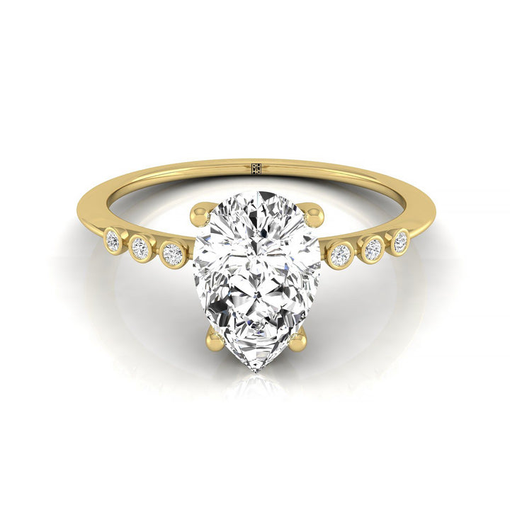 Bezel Accent Solitaire Princess, in 18K Yellow Gold – front view | RockHer