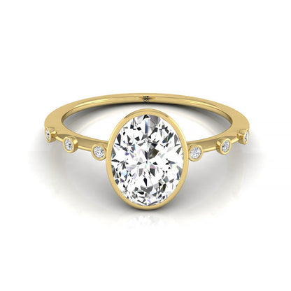 Hidden Halo Oval, in 18K Yellow Gold – front view | RockHer