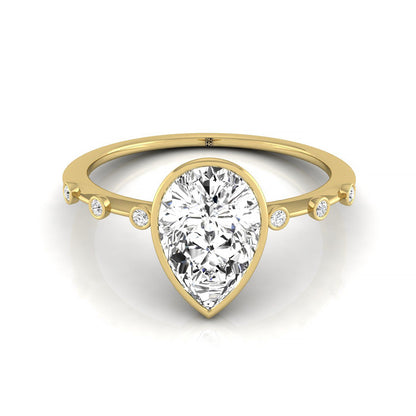 Bezel Accent Solitaire Princess, in 18K Yellow Gold – front view | RockHer