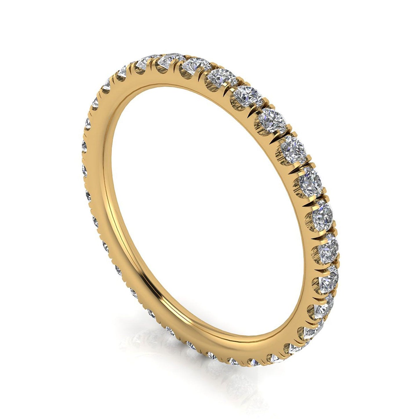 Round Brilliant Cut Diamond Split Prong Set Eternity Ring In 14k Yellow Gold  (1.62ct. Tw.) Ring Size 9