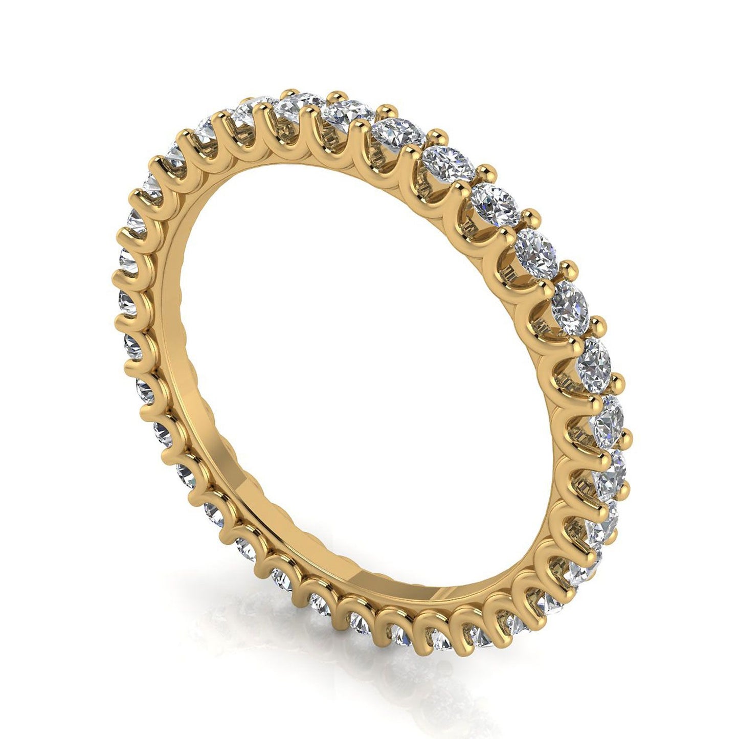Round Brilliant Cut Diamond Shared Prong Set Eternity Ring In 18k Yellow Gold  (1.49ct. Tw.) Ring Size 6