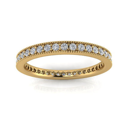 Round Brilliant Cut Diamond Pave & Milgrain Set Eternity Ring In 18k Yellow Gold  (0.35ct. Tw.) Ring Size 8.5