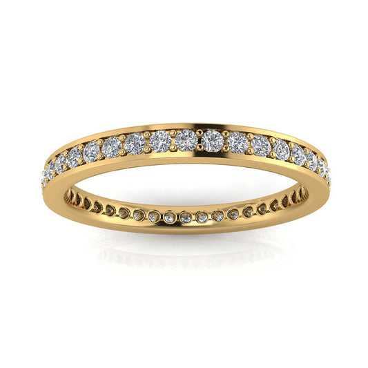 Round Brilliant Cut Diamond Channel Pave Set Eternity Ring In 14k Yellow Gold  (0.63ct. Tw.) Ring Size 4