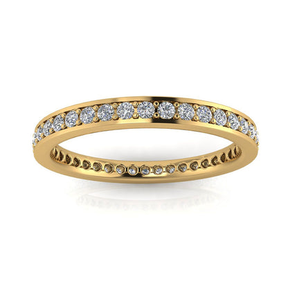 Round Brilliant Cut Diamond Channel Pave Set Eternity Ring In 14k Yellow Gold  (0.89ct. Tw.) Ring Size 5