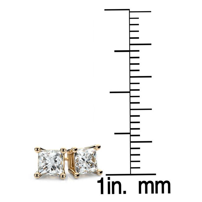 14k Yellow Gold 4-prong Princess Diamond Stud Earrings (0.25 Ct. T.w., Vs1-vs2 Clarity, F-g Color)
