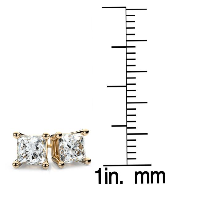 14k Yellow Gold 4-prong Princess Diamond Stud Earrings (0.32 Ct. T.w., Si1-2 Clarity, H-i Color)