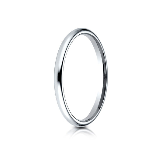 14k White Gold 2 Mm Slightly Domed Standard Comfort-fit Ring