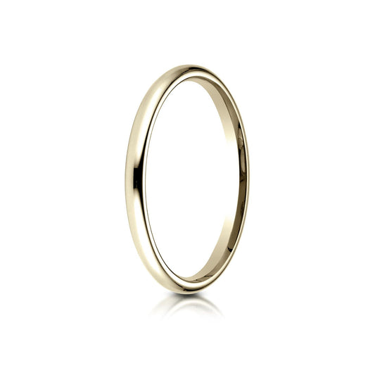14k Yellow Gold 2 Mm Slightly Domed Standard Comfort-fit Ring