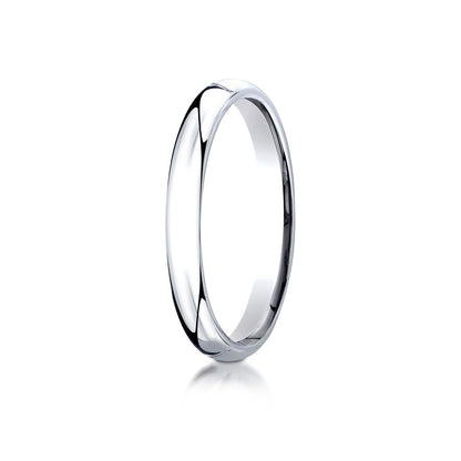 18k White Gold 3mm Slightly Domed Standard Comfort-fit Ring