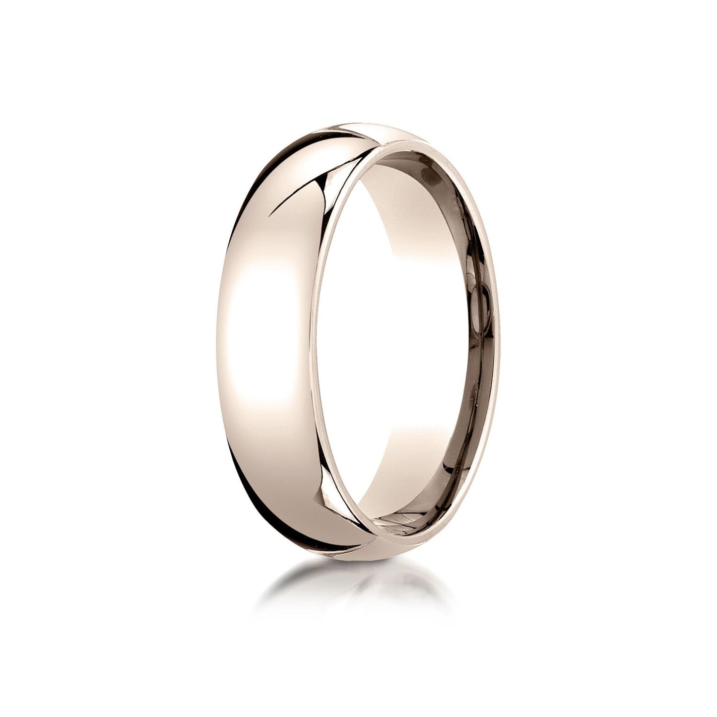 14k Rose Gold 6mm Slightly Domed Standard Comfort-fit Ring