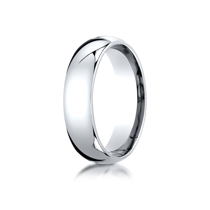 6mm Slightly Domed Comfort-Fit Wedding Band, in 14K White Gold | RockHer