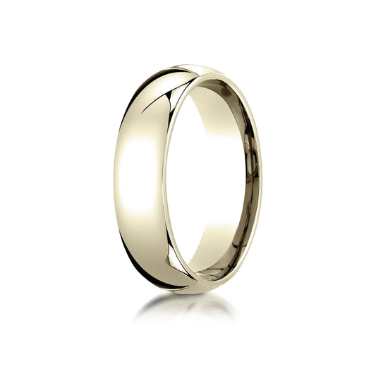 18k Yellow Gold 6mm Slightly Domed Standard Comfort-fit Ring