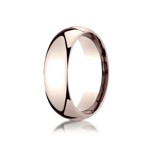 14k Rose Gold 7mm Slightly Domed Standard Comfort-fit Ring