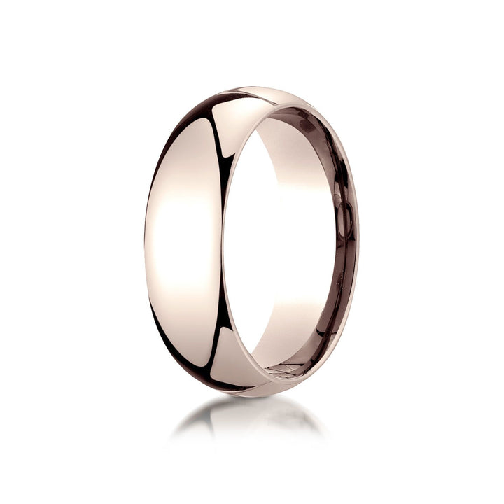 7mm Slightly Domed Comfort-Fit Wedding Band, in 14K Rose Gold | RockHer