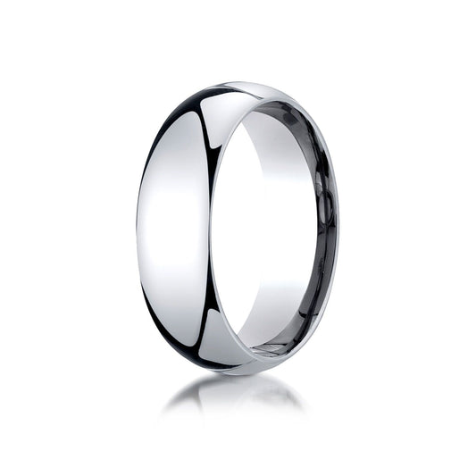 18k White Gold 7mm Slightly Domed Standard Comfort-fit Ring