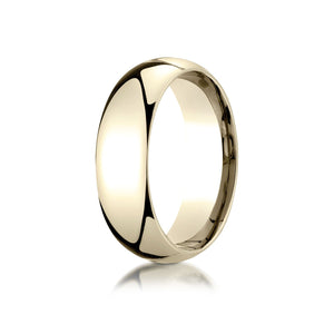 7mm Slightly Domed Comfort-Fit Wedding Band, in 14K Yellow Gold | RockHer