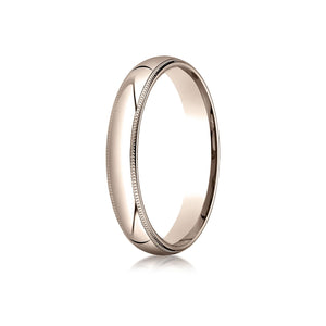 4mm Slightly Domed Milgrain Comfort-Fit Wedding Band, in 14K Rose Gold | RockHer