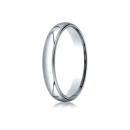 Platinum 4mm Slightly Domed Standard Comfort-fit Ring With Double Milgrain