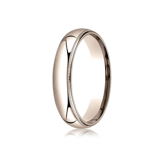 14k Rose Gold 5mm Slightly Domed Standard Comfort-fit Ring With Milgrain