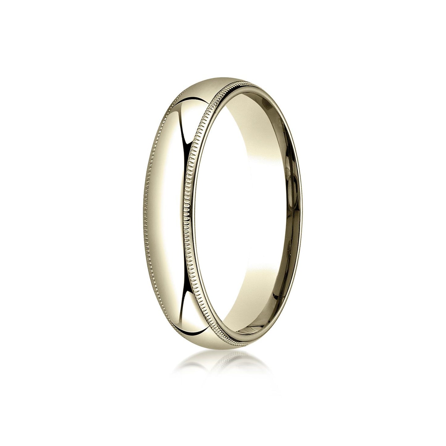 14k Yellow Gold 5mm Slightly Domed Standard Comfort-fit Ring With Milgrain