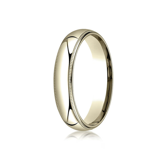 14k Yellow Gold 5mm Slightly Domed Standard Comfort-fit Ring With Milgrain