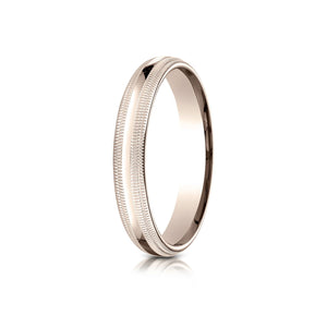 4mm Slightly Domed Double Milgrain Comfort-Fit Wedding Band, in 14K Rose Gold | RockHer