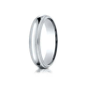 5mm Slightly Domed Double Milgrain Comfort-Fit Wedding Band, in 14K White Gold | RockHer