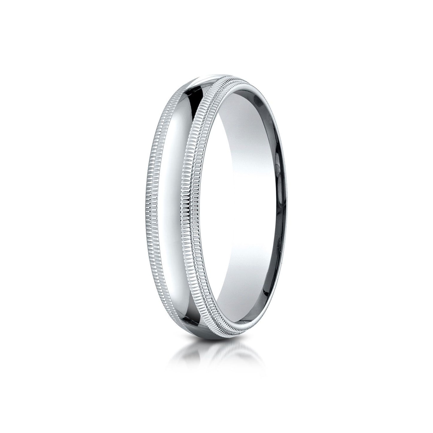 Platinum 5mm Slightly Domed Standard Comfort-fit Ring With Double Milgrain