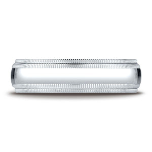 6mm Slightly Domed Double Milgrain Comfort-Fit Wedding Band, in Platinum | RockHer