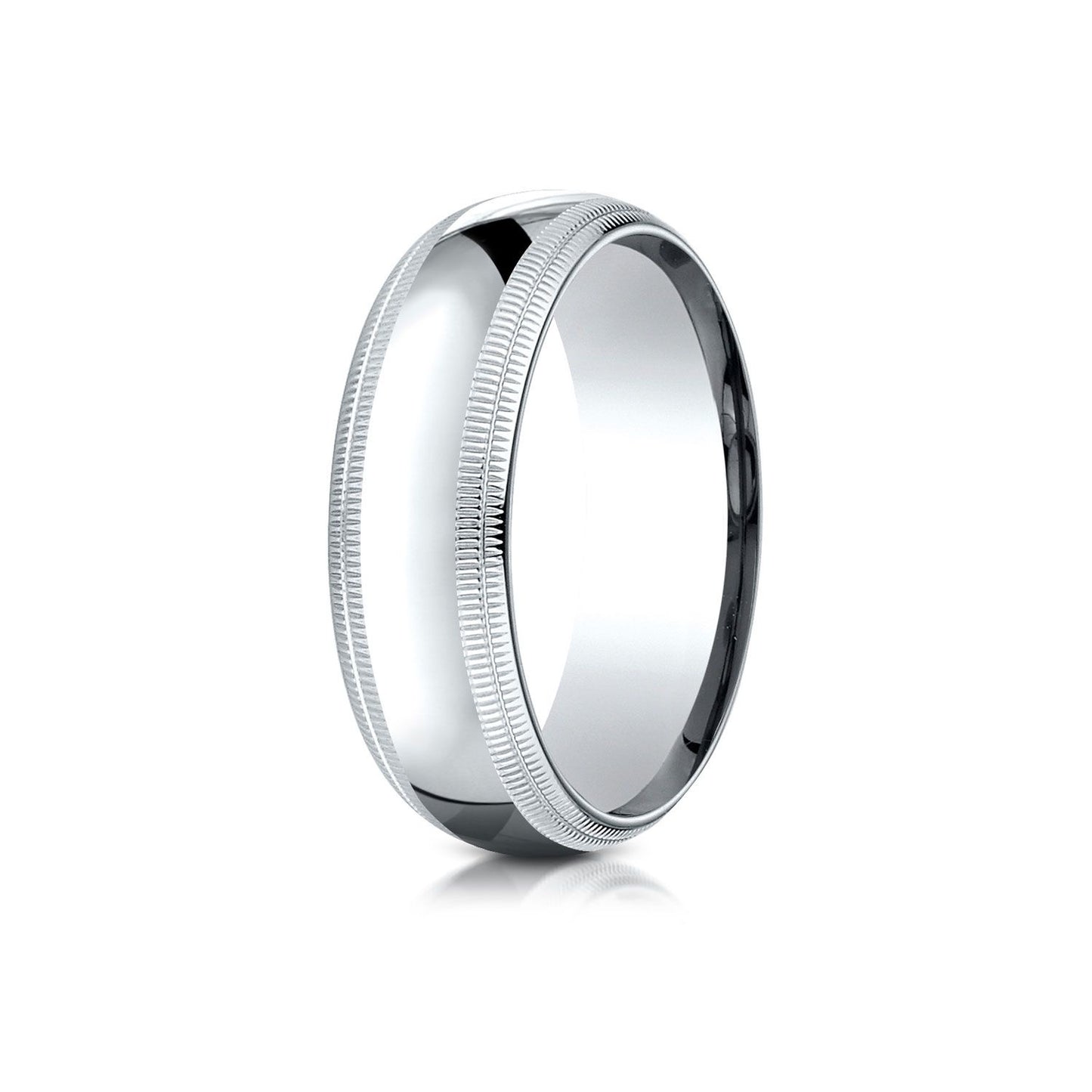 Platinum 7mm Slightly Domed Standard Comfort-fit Ring With Double Milgrain