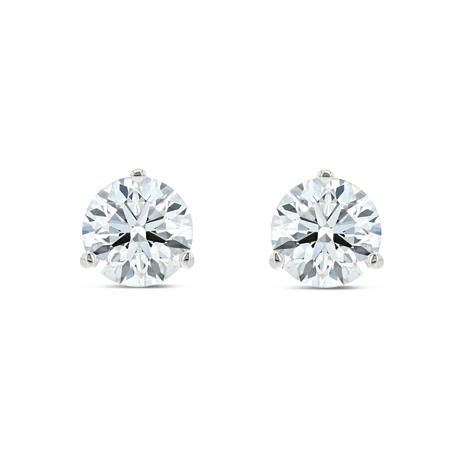 14k White Gold 3-prong Round Brilliant Diamond Stud Earrings (1.48 Ct. T.w., Vs1-vs2 Clarity, H-i Color)