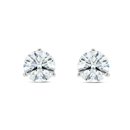 Platinum 3-prong Round Brilliant Diamond Stud Earrings (0.75 Ct. T.w., Si1-si2 Clarity, H-i Color)