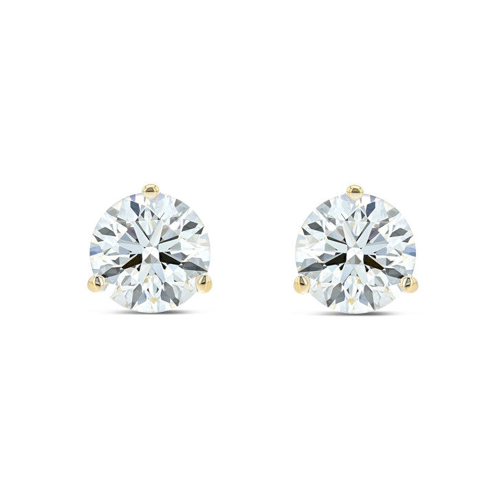 14k Yellow Gold 3-prong Round Brilliant Diamond Stud Earrings (0.22 Ct. T.w., Si1-si2 Clarity, J-k Color)