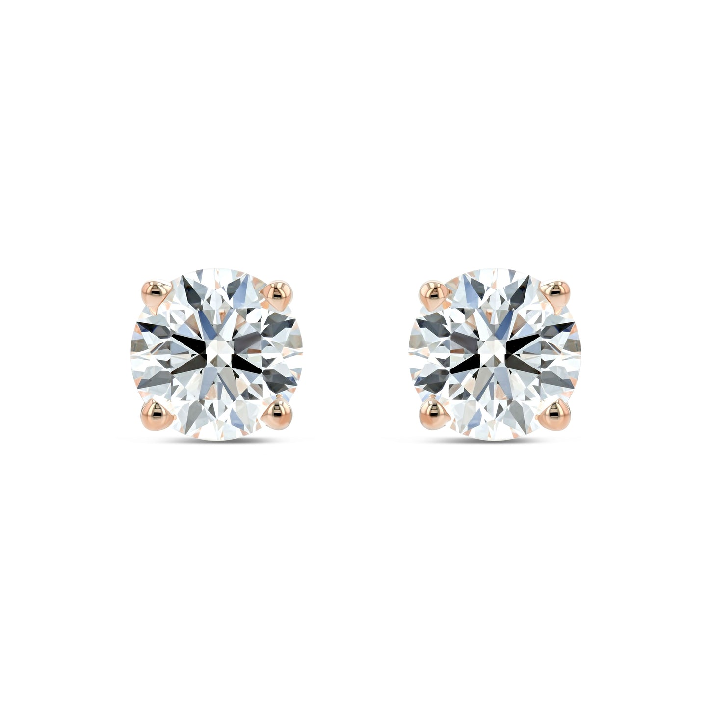 14k Rose Gold 4-prong Round Diamond Stud Earrings 1/2ctw (4.0mm Ea), G-h Color, I1 Clarity