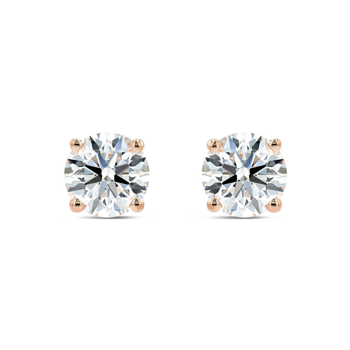 14k Rose Gold 4-prong Round Brilliant Diamond Stud Earrings (0.32 Ct. T.w., Vs1-vs2 Clarity, H-i Color)