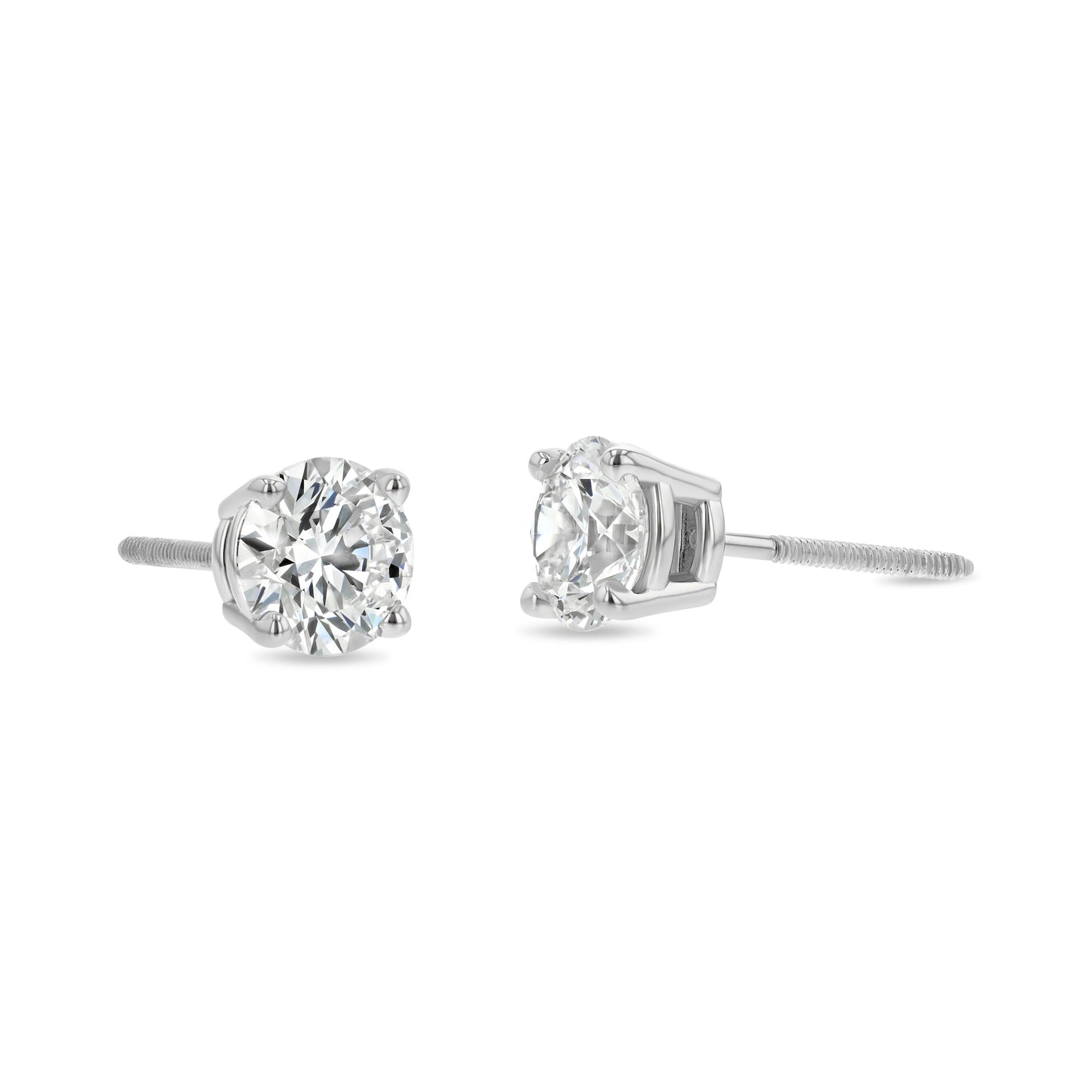 18k White Gold 4-prong Round Brilliant Diamond Stud Earrings (0.32 Ct. T.w., Si1-si2 Clarity, J-k Color)