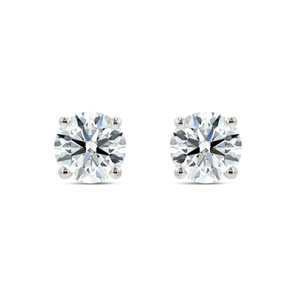 18k White Gold 4-prong Round Brilliant Diamond Stud Earrings (1.06 Ct. T.w., Vs1-vs2 Clarity, F-g Color)