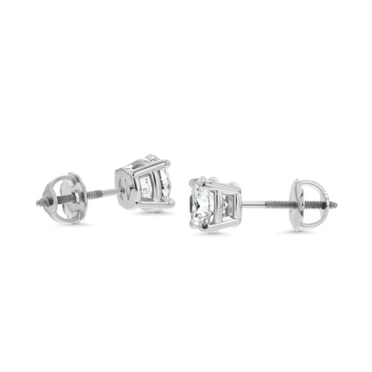 18k White Gold 4-prong Round Brilliant Diamond Stud Earrings (0.52 Ct. T.w., Vs1-vs2 Clarity, F-g Color)