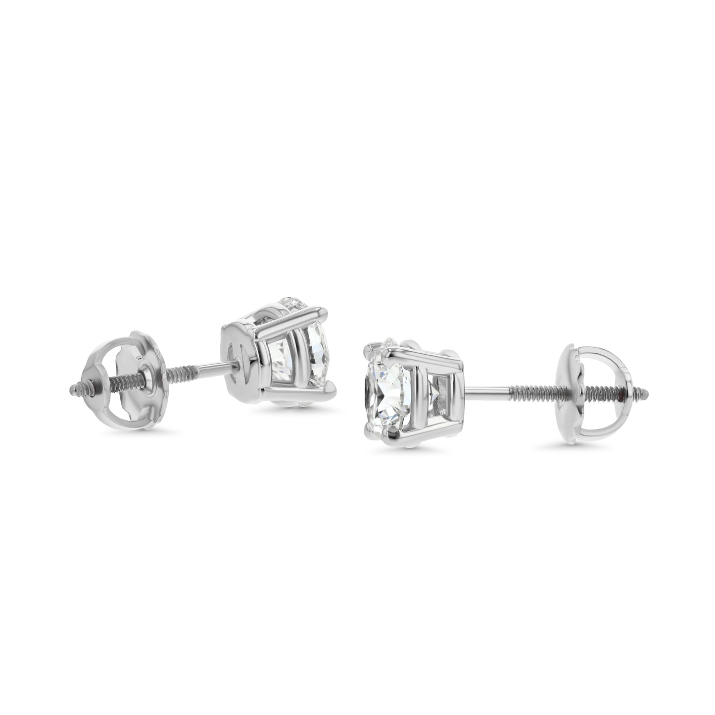 18k White Gold 4-prong Round Brilliant Diamond Stud Earrings (0.5 Ct. T.w., Vs1-vs2 Clarity, H-i Color)
