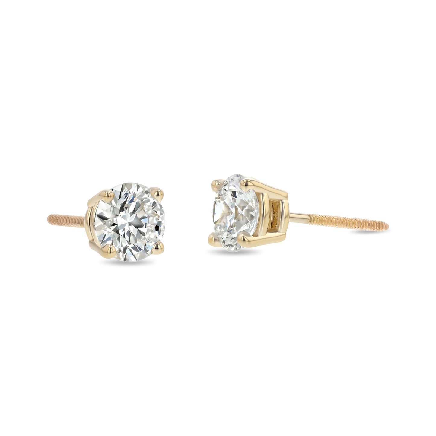 18k Yellow Gold 4-prong Round Brilliant Diamond Stud Earrings (0.75 Ct. T.w., Si1-si2 Clarity, H-i Color)