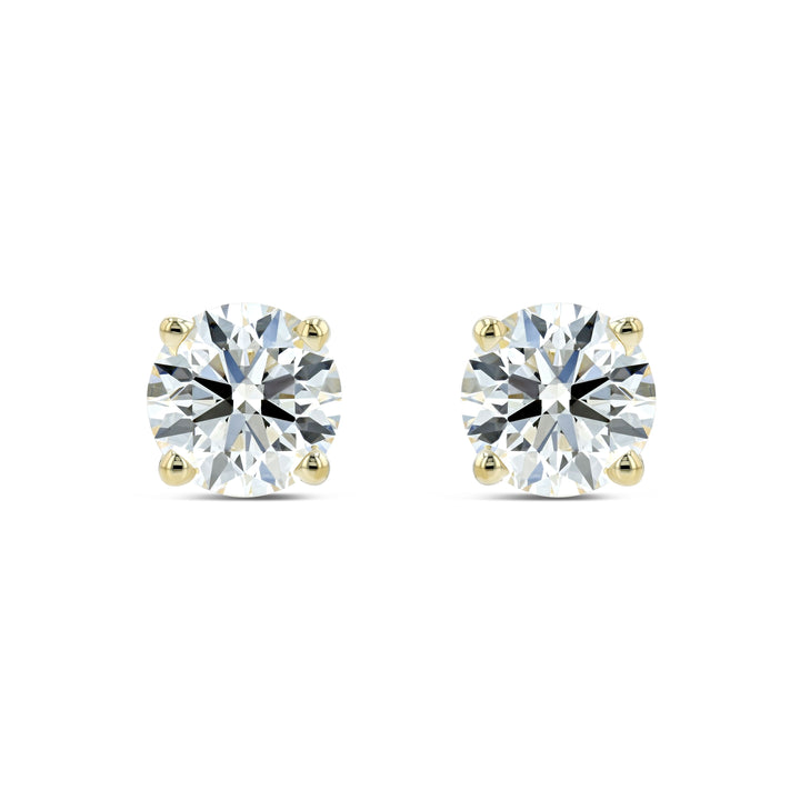 18k Yellow Gold 4-prong Round Brilliant Diamond Stud Earrings (0.32 Ct. T.w., Si1-si2 Clarity, J-k Color)