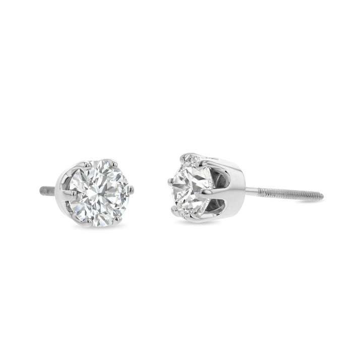 14k White Gold 6-prong Round Brilliant Diamond Stud Earrings (0.5 Ct. T.w., Vs1-vs2 Clarity, H-i Color)