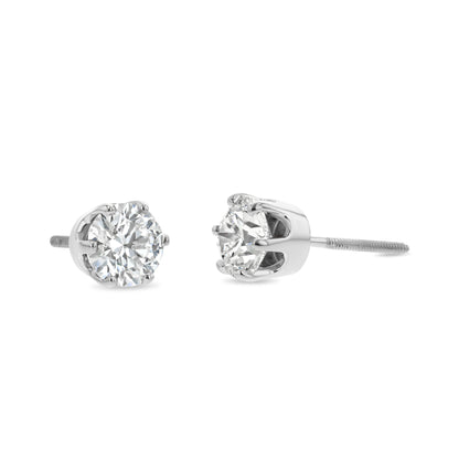 14k White Gold 6-prong Round Diamond Stud Earrings 1ctw (5.2mm Ea), G Color, Si3 Clarity