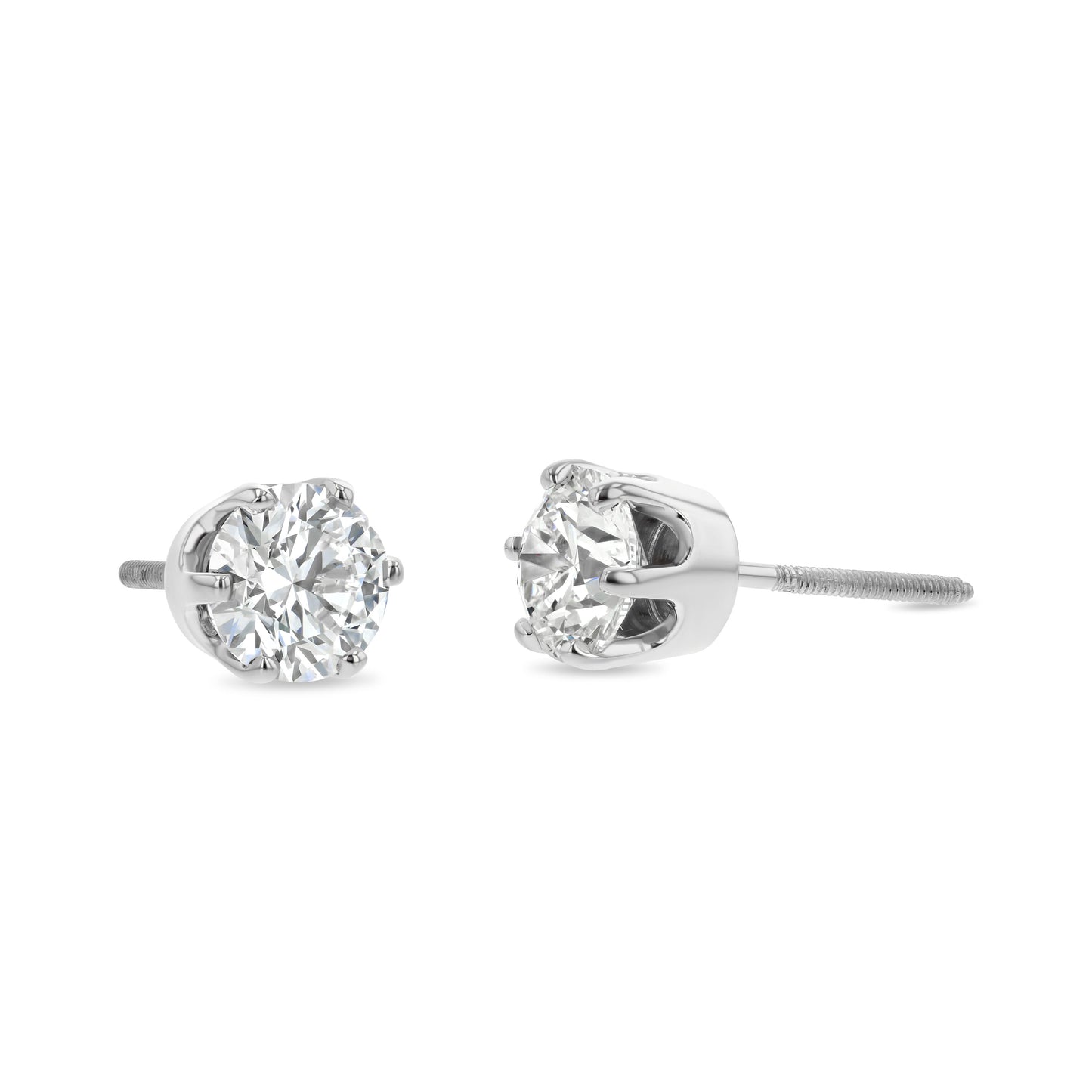 14k White Gold 6-prong Round Diamond Stud Earrings 1/2ctw (4.1mm Ea), G-h Color, I1 Clarity