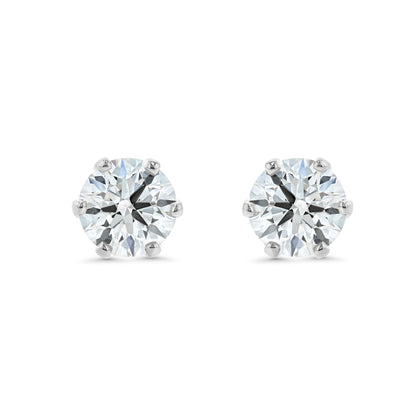 Certified 14k White Gold Lab Created 6-prong Round Brilliant Diamond Stud Earrings (2.3 Ct. T.w., Vvs1-vs2 Clarity, D-g Color)