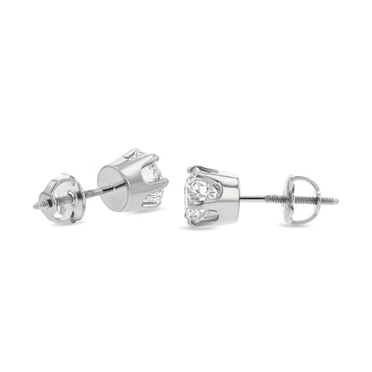 Certified 14k White Gold Lab Created 6-prong Round Brilliant Diamond Stud Earrings (2.0 Ct. T.w., Vvs1-vs2 Clarity, D-g Color)