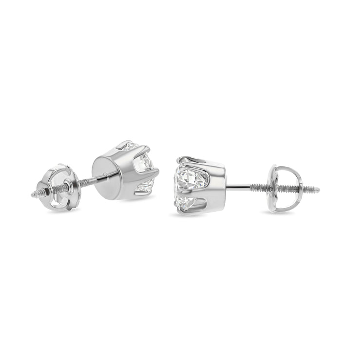 14k White Gold 6-prong Round Brilliant Diamond Stud Earrings (1.06 Ct. T.w., Vs1-vs2 Clarity, F-g Color)