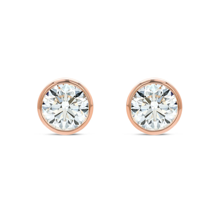 14k Rose Gold Bezel Set Round Brilliant Diamond Stud Earrings (0.32 Ct. T.w., Si1-si2 Clarity, J-k Color)