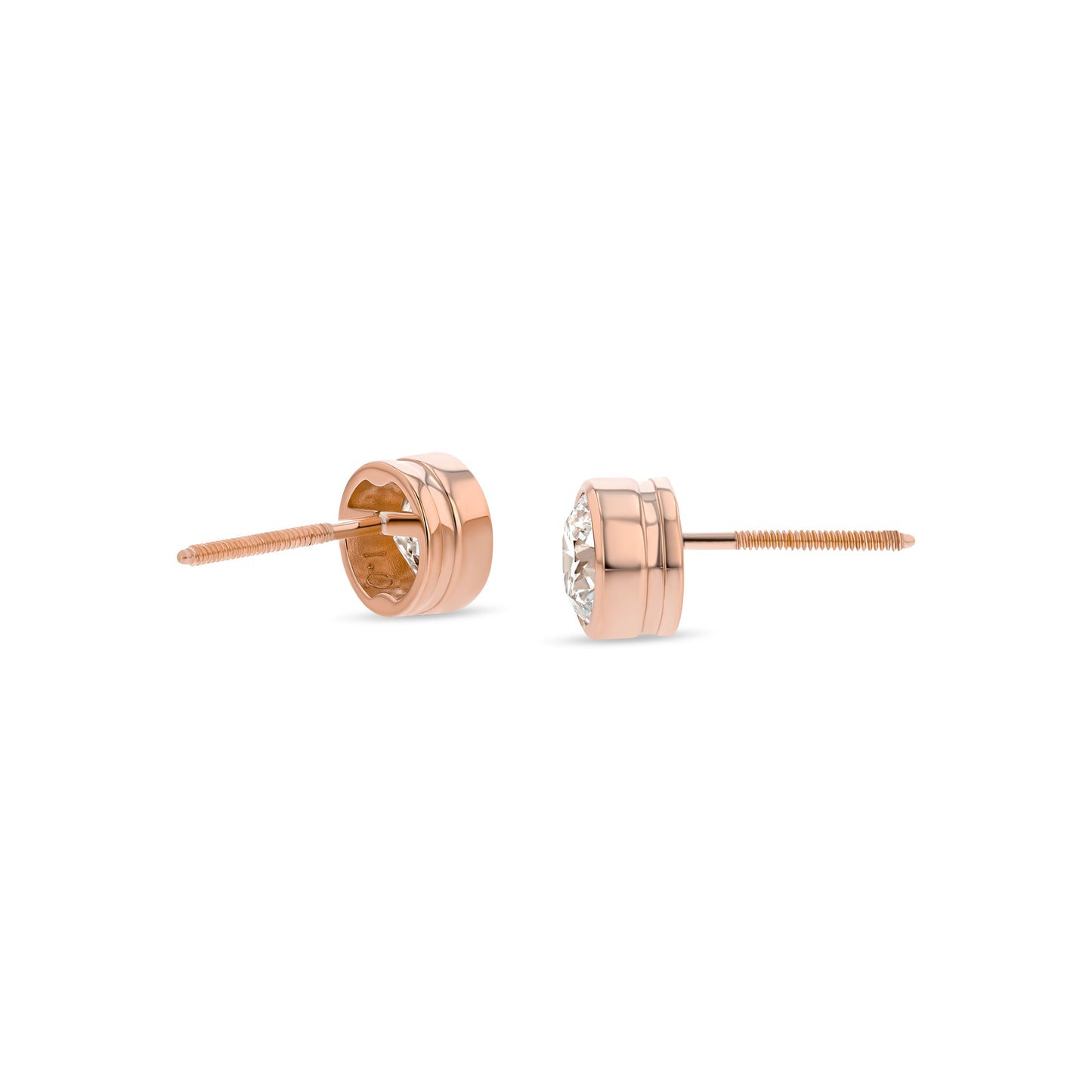 14k Rose Gold Bezel Set Round Brilliant Diamond Stud Earrings (1.06 Ct. T.w., Vs1-vs2 Clarity, F-g Color)