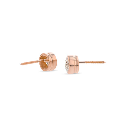 14k Rose Gold Bezel Set Round Brilliant Diamond Stud Earrings (0.75 Ct. T.w., Vs1-vs2 Clarity, H-i Color)